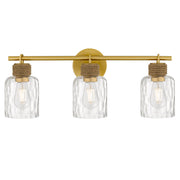 Quoizel Baltic 24in 3-Light Vanity Light | Coastal Brushed Gold and Clear Water Glass | Bathroom Vanity | 24 x 5.75 x 9.25 in | Model BTC8624BRG