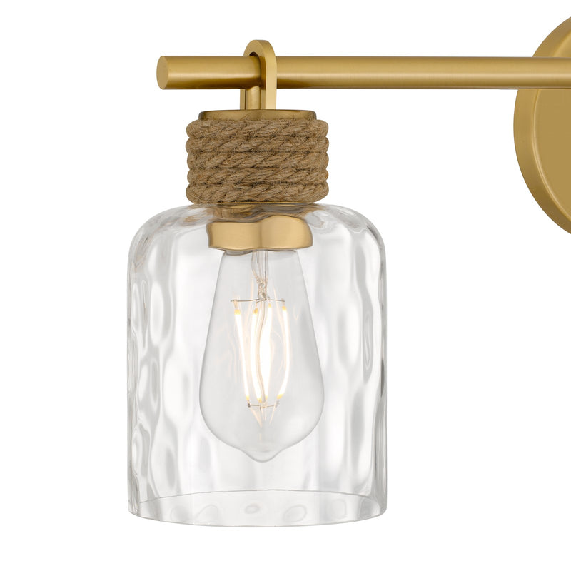 Quoizel Baltic 24in 3-Light Vanity Light | Coastal Brushed Gold and Clear Water Glass | Bathroom Vanity | 24 x 5.75 x 9.25 in | Model BTC8624BRG