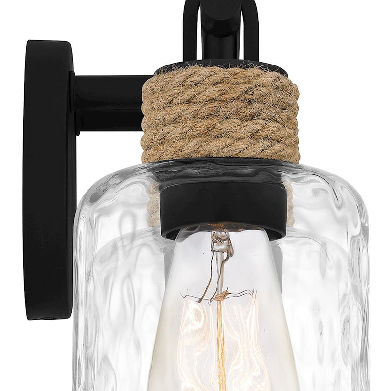 Quoizel Baltic 3 Light Bath Light, Matte Black/Clear Water