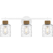 Quoizel Baltic 3Light Bath Light, Matte White/Clear Water Glass - BTC8624W