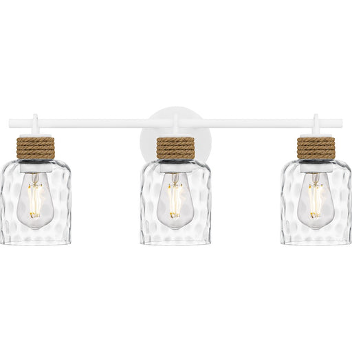 Quoizel Baltic 3Light Bath Light, Matte White/Clear Water Glass - BTC8624W