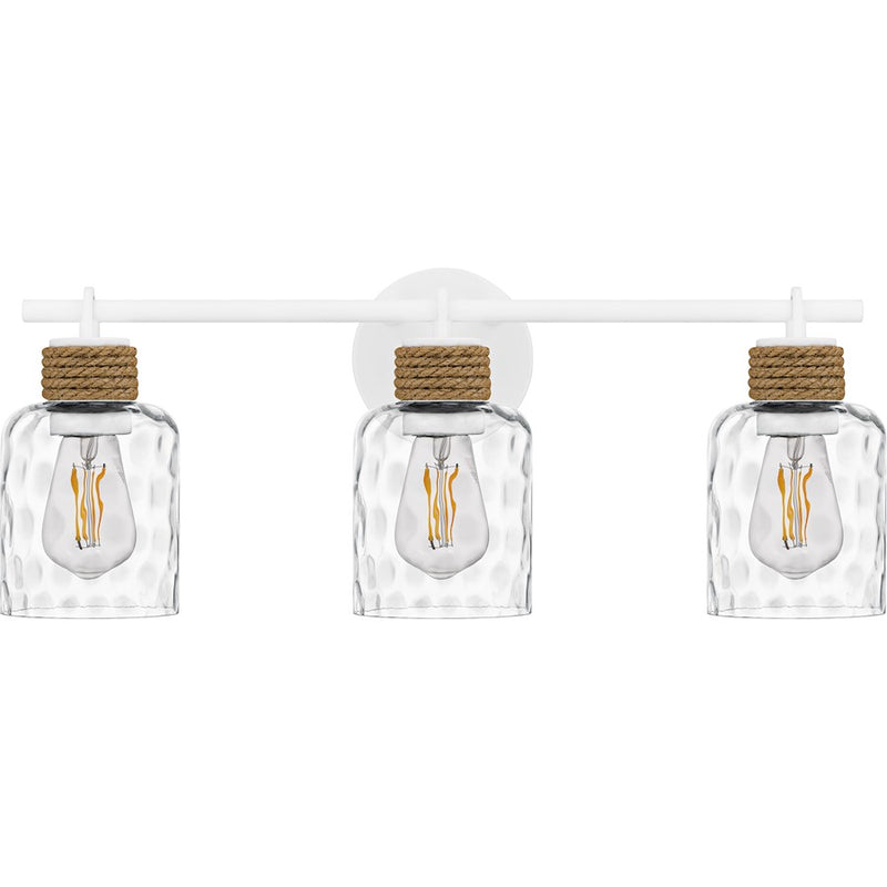 Quoizel Baltic 3Light Bath Light, Matte White/Clear Water Glass