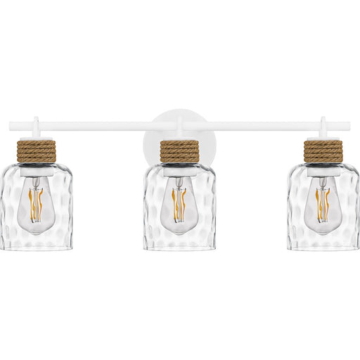 Quoizel Baltic 3Light Bath Light, Matte White/Clear Water Glass