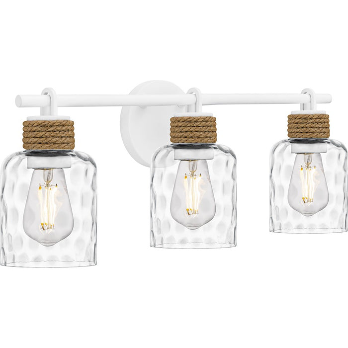 Quoizel Baltic 3Light Bath Light, Matte White/Clear Water Glass