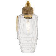 Quoizel Baltic 34in 4-Light Vanity Light | Coastal Brushed Gold and Clear Water Glass | Bathroom Vanity & Powder Room | Model BTC8634BRG