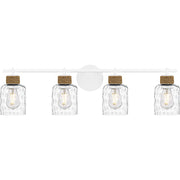 Quoizel Baltic 4Light Bath Light, Matte White/Clear Water Glass - BTC8634W