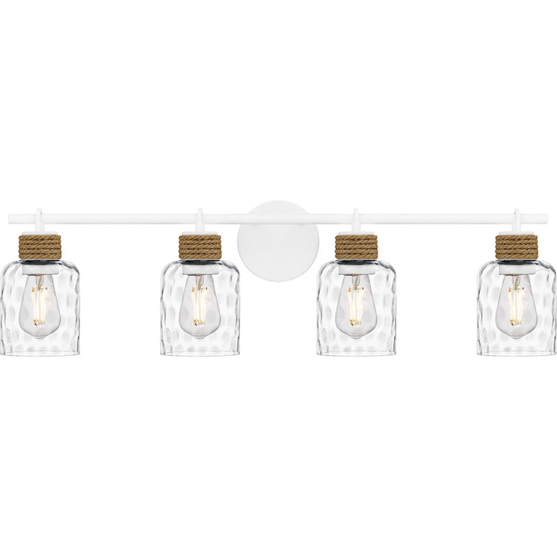 Quoizel Baltic 4Light Bath Light, Matte White/Clear Water Glass - BTC8634W