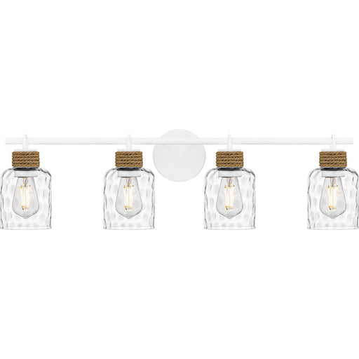 Quoizel Baltic 4Light Bath Light, Matte White/Clear Water Glass - BTC8634W