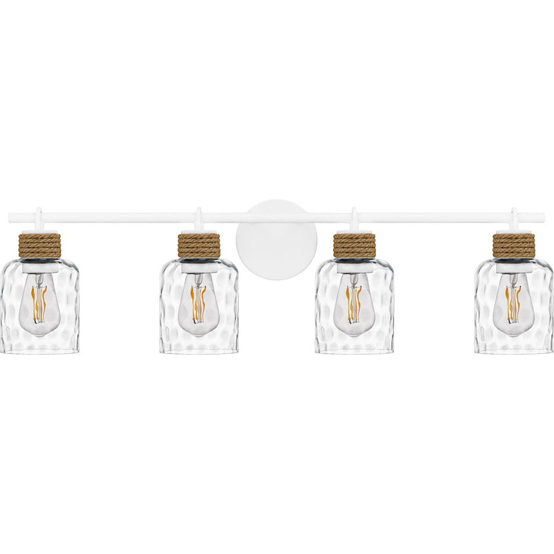Quoizel Baltic 4Light Bath Light, Matte White/Clear Water Glass