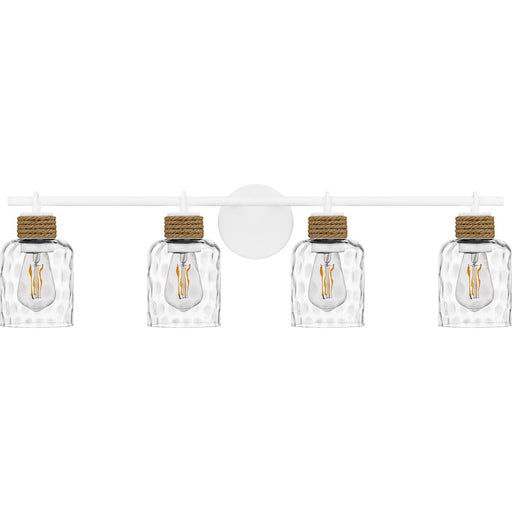 Quoizel Baltic 4Light Bath Light, Matte White/Clear Water Glass
