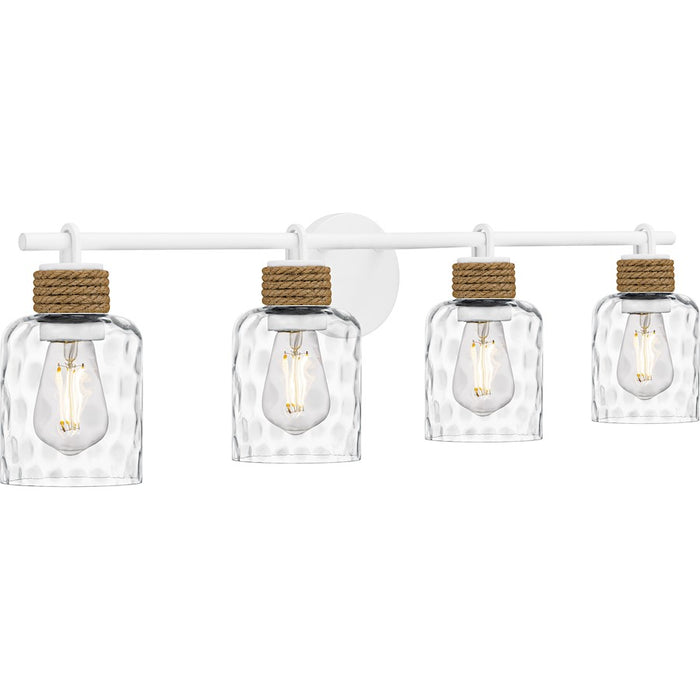 Quoizel Baltic 4Light Bath Light, Matte White/Clear Water Glass