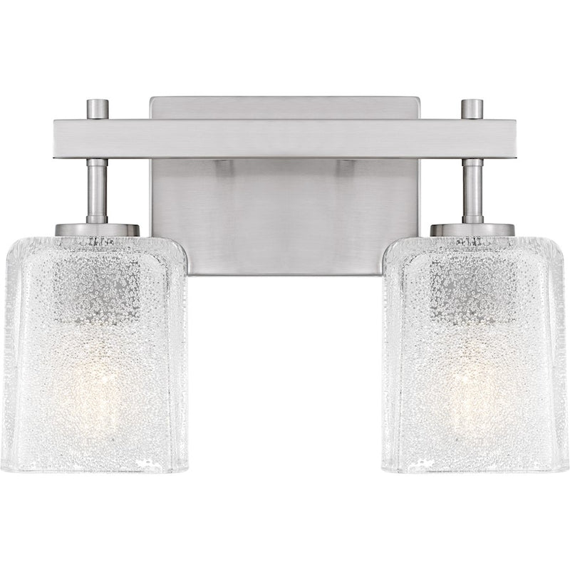 Quoizel Brenthouse 2Lt Bath Light, Nickel/Clear/Sand Spray Inside - BTH8613BN
