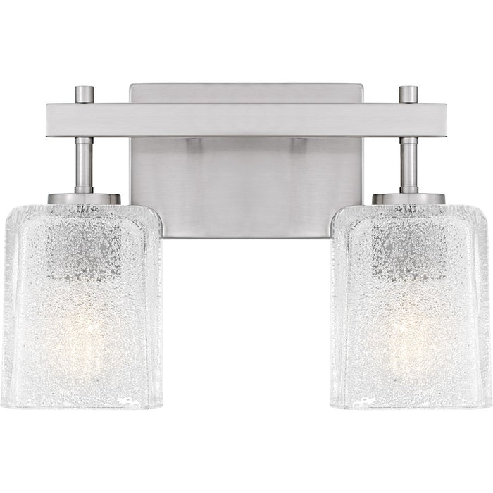Quoizel Brenthouse 2Lt Bath Light, Nickel/Clear/Sand Spray Inside - BTH8613BN