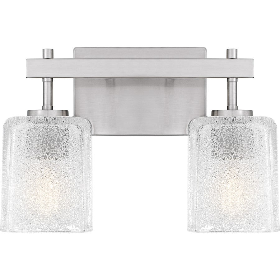 Quoizel Brenthouse 2Lt Bath Light, Nickel/Clear/Sand Spray Inside - BTH8613BN
