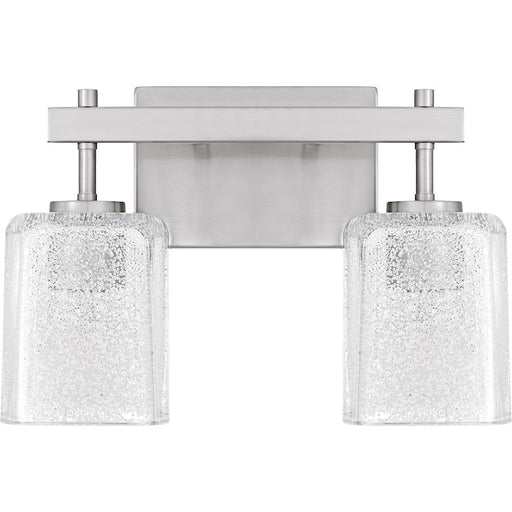 Quoizel Brenthouse 2Lt Bath Light, Nickel/Clear/Sand Spray Inside