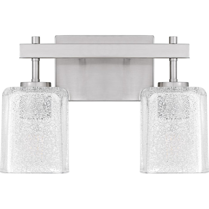 Quoizel Brenthouse 2Lt Bath Light, Nickel/Clear/Sand Spray Inside