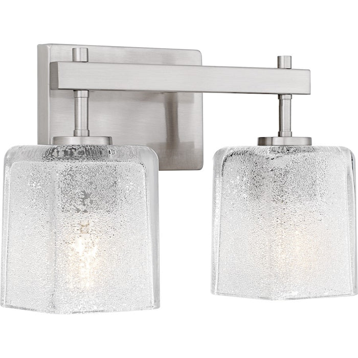 Quoizel Brenthouse 2Lt Bath Light, Nickel/Clear/Sand Spray Inside