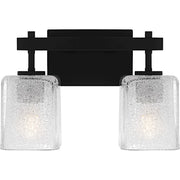 Quoizel Brenthouse 2Lt Bath Light, Black/Clear/Sand Spray Inside - BTH8613MBK