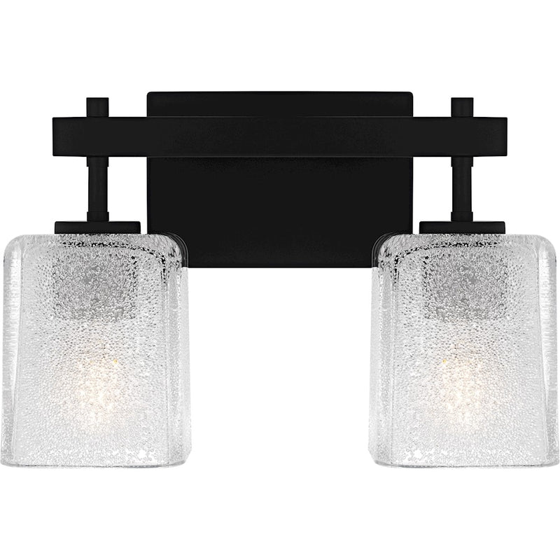 Quoizel Brenthouse 2Lt Bath Light, Black/Clear/Sand Spray Inside - BTH8613MBK