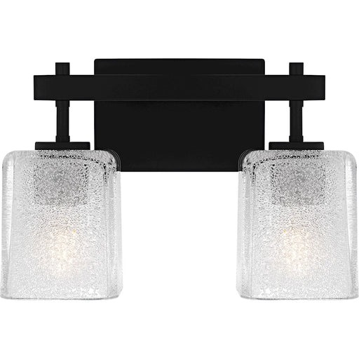 Quoizel Brenthouse 2Lt Bath Light, Black/Clear/Sand Spray Inside - BTH8613MBK