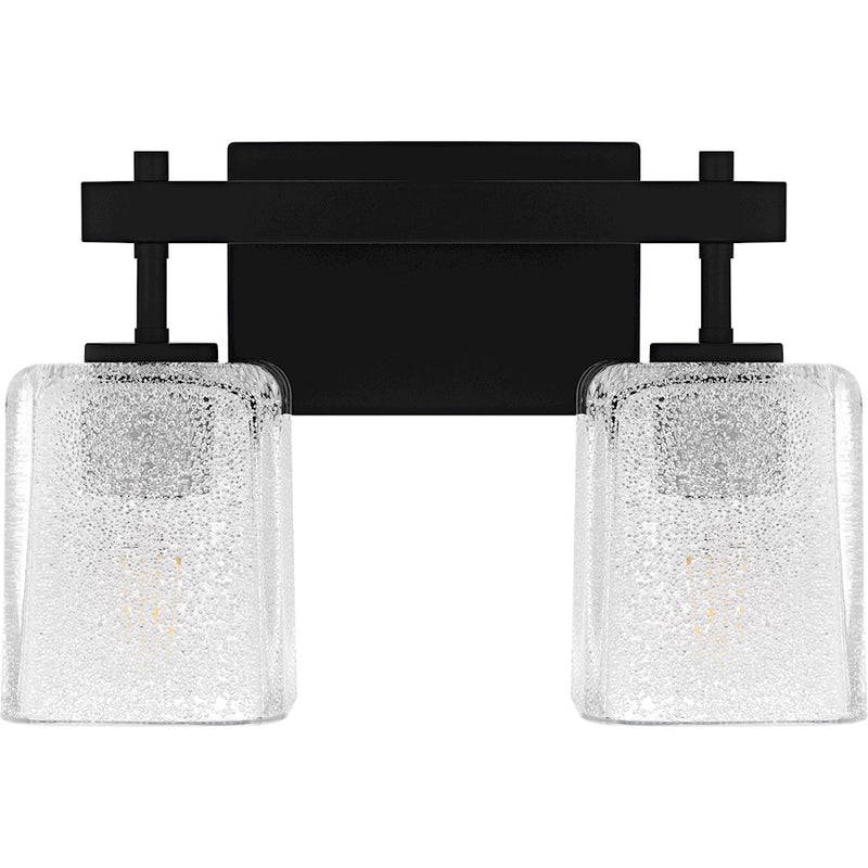 Quoizel Brenthouse 2Lt Bath Light, Black/Clear/Sand Spray Inside