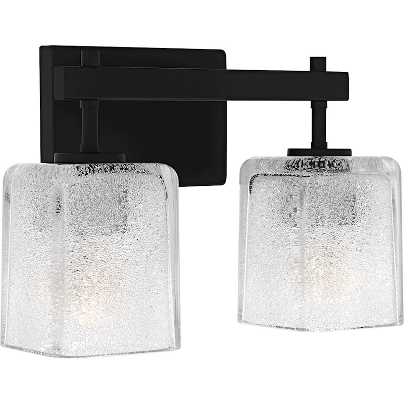 Quoizel Brenthouse 2Lt Bath Light, Black/Clear/Sand Spray Inside