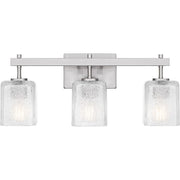 Quoizel Brenthouse 3Lt Bath Light, Nickel/Clear/Sand Spray Inside - BTH8622BN