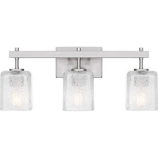 Quoizel Brenthouse 3Lt Bath Light, Nickel/Clear/Sand Spray Inside - BTH8622BN