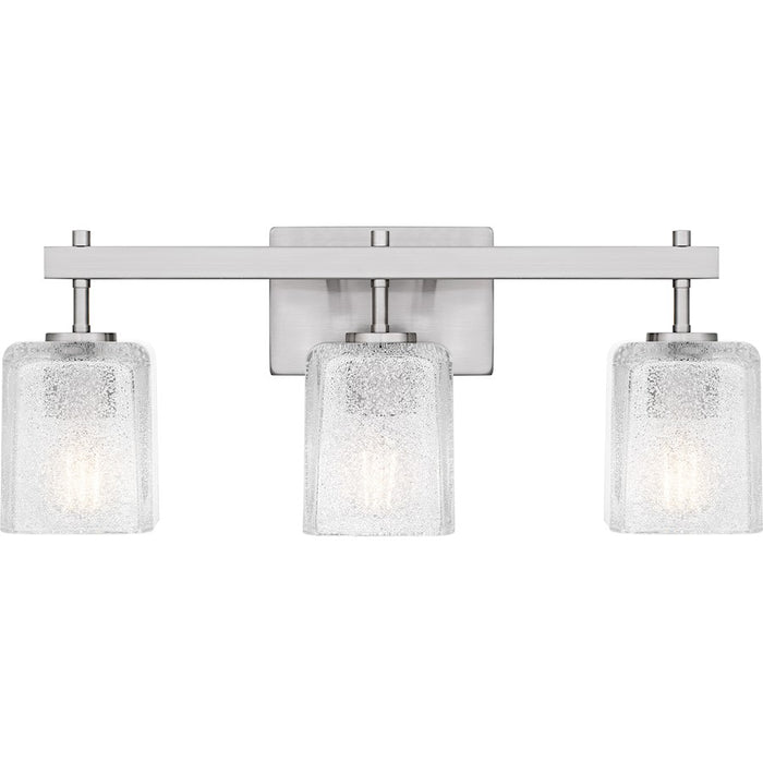 Quoizel Brenthouse 3Lt Bath Light, Nickel/Clear/Sand Spray Inside - BTH8622BN