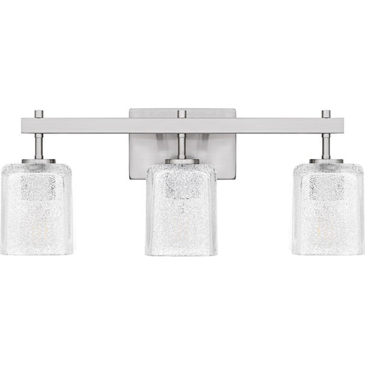 Quoizel Brenthouse 3Lt Bath Light, Nickel/Clear/Sand Spray Inside