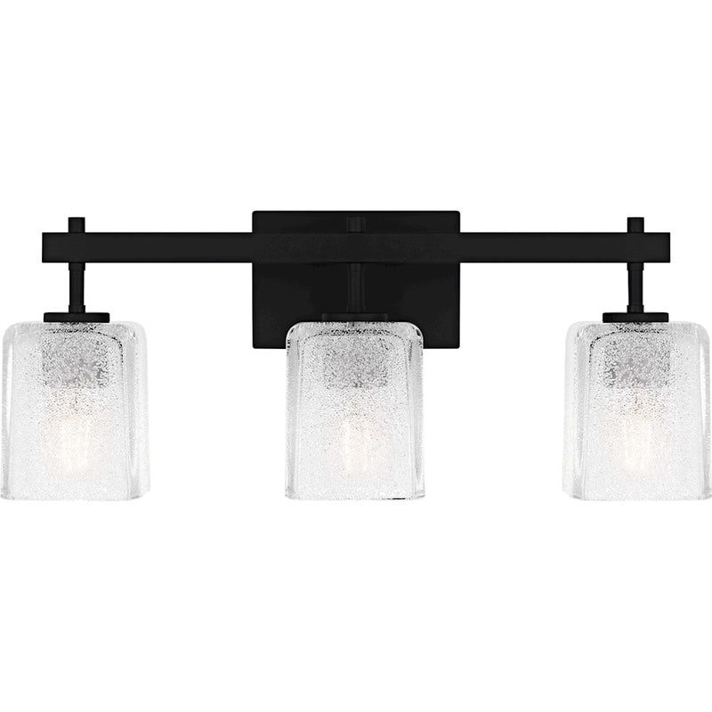Quoizel Brenthouse 3Lt Bath Light, Black/Clear/Sand Spray Inside - BTH8622MBK