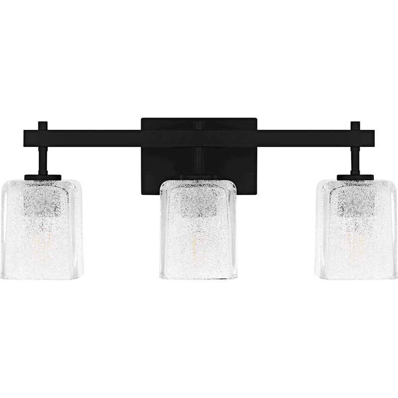 Quoizel Brenthouse 3Lt Bath Light, Black/Clear/Sand Spray Inside