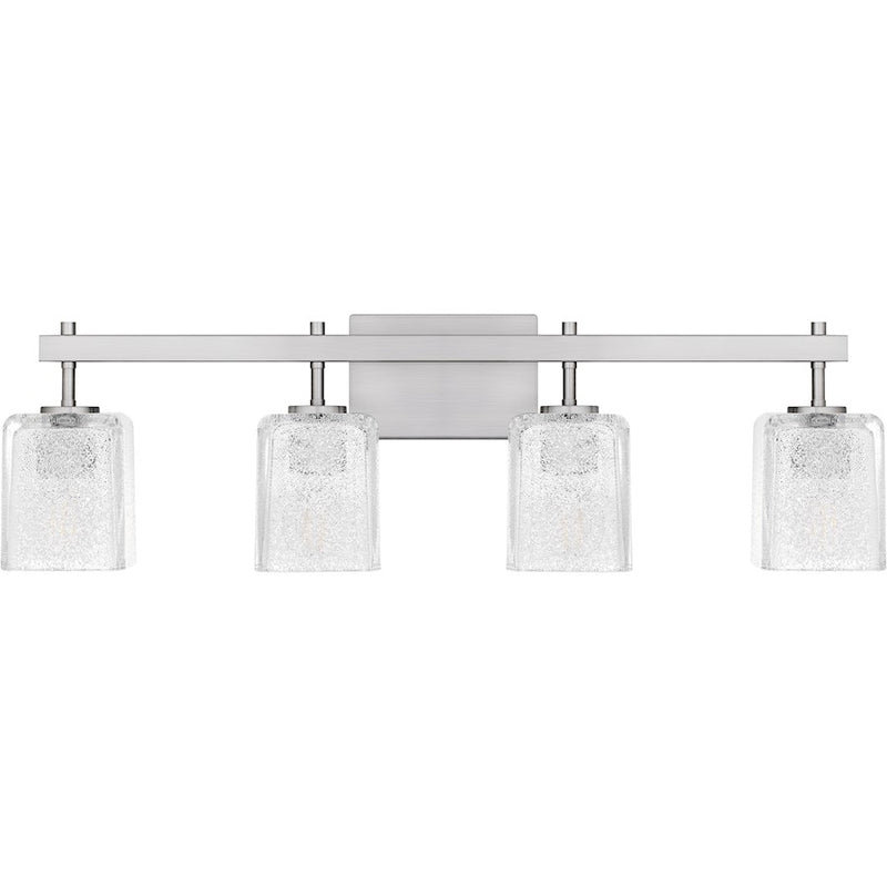 Quoizel Brenthouse 4Lt Bath Light, Nickel/Clear/Sand Spray Inside