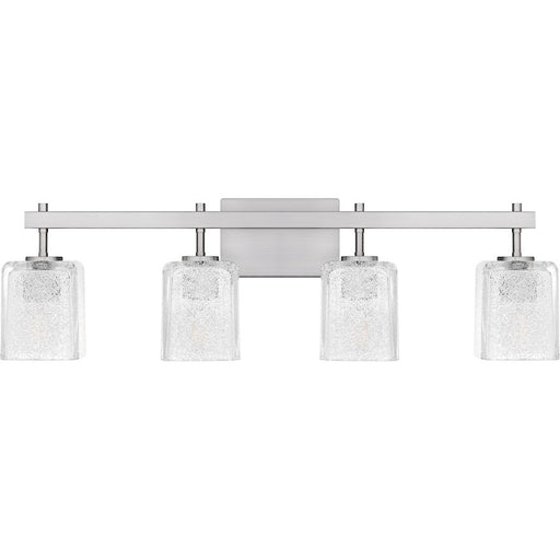 Quoizel Brenthouse 4Lt Bath Light, Nickel/Clear/Sand Spray Inside