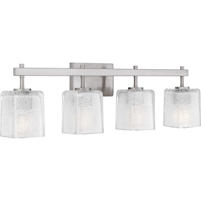 Quoizel Brenthouse 4Lt Bath Light, Nickel/Clear/Sand Spray Inside