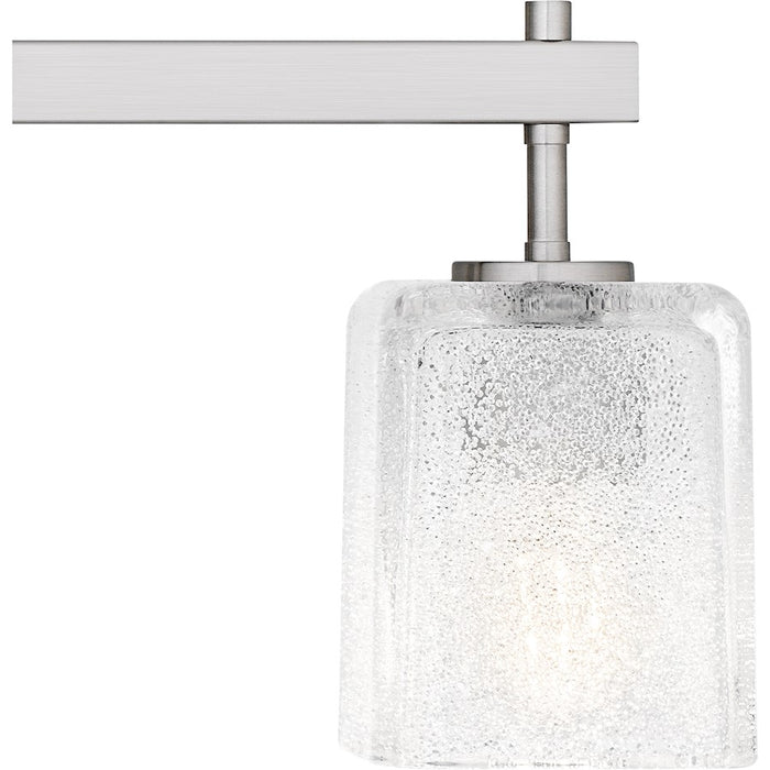 Quoizel Brenthouse 4Lt Bath Light, Nickel/Clear/Sand Spray Inside
