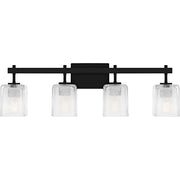 Quoizel Brenthouse 4Lt Bath Light, Black/Clear/Sand Spray Inside - BTH8631MBK