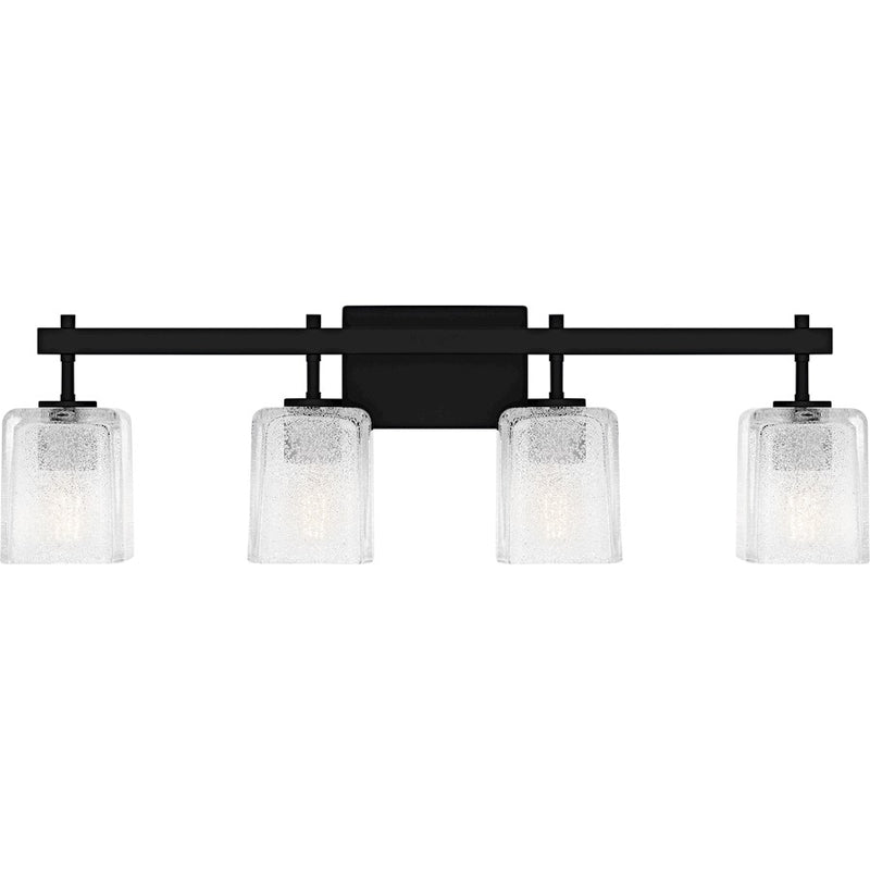 Quoizel Brenthouse 4Lt Bath Light, Black/Clear/Sand Spray Inside - BTH8631MBK