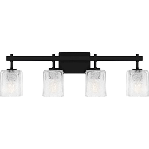 Quoizel Brenthouse 4Lt Bath Light, Black/Clear/Sand Spray Inside - BTH8631MBK