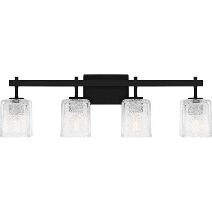 Quoizel Brenthouse 4Lt Bath Light, Black/Clear/Sand Spray Inside - BTH8631MBK