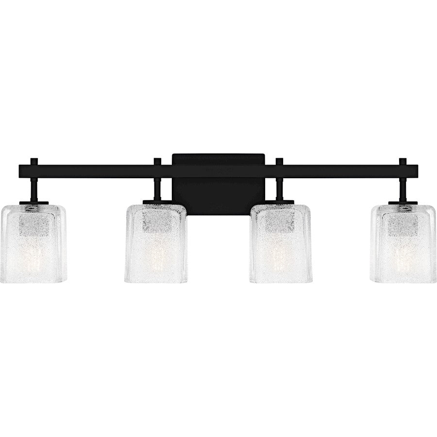 Quoizel Brenthouse 4Lt Bath Light, Black/Clear/Sand Spray Inside - BTH8631MBK