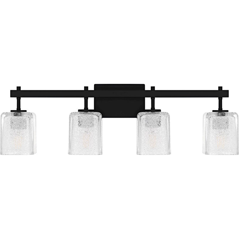 Quoizel Brenthouse 4Lt Bath Light, Black/Clear/Sand Spray Inside