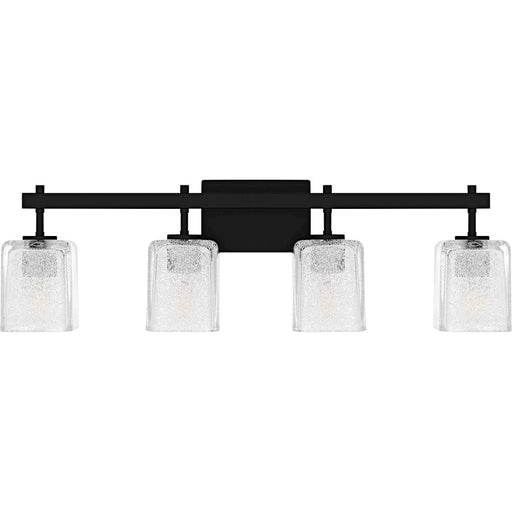 Quoizel Brenthouse 4Lt Bath Light, Black/Clear/Sand Spray Inside