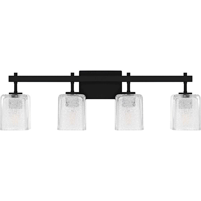 Quoizel Brenthouse 4Lt Bath Light, Black/Clear/Sand Spray Inside