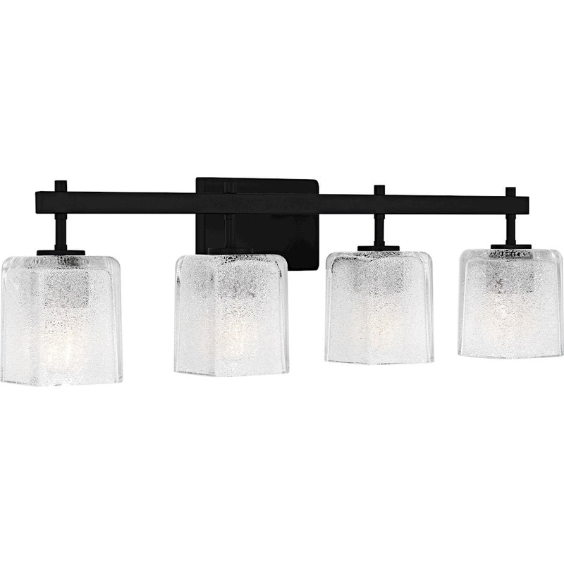 Quoizel Brenthouse 4Lt Bath Light, Black/Clear/Sand Spray Inside