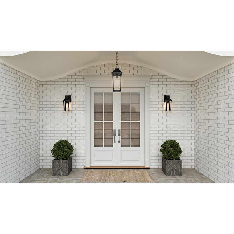 Quoizel Buckley 1 Light Outdoor Lantern, Black/Clear Beveled