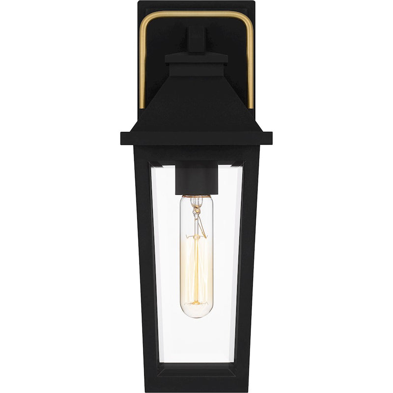 Quoizel Buckley 1 Light Outdoor Lantern, Black/Clear Beveled