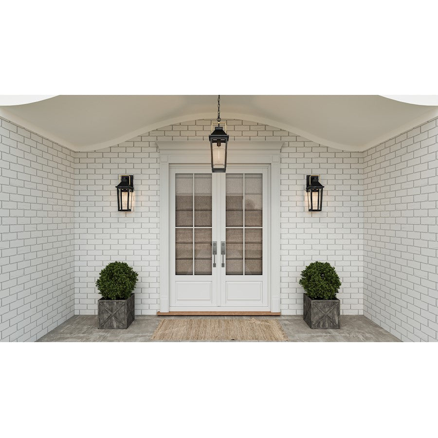 Quoizel Buckley 1 Light Outdoor Lantern, Black/Clear Beveled
