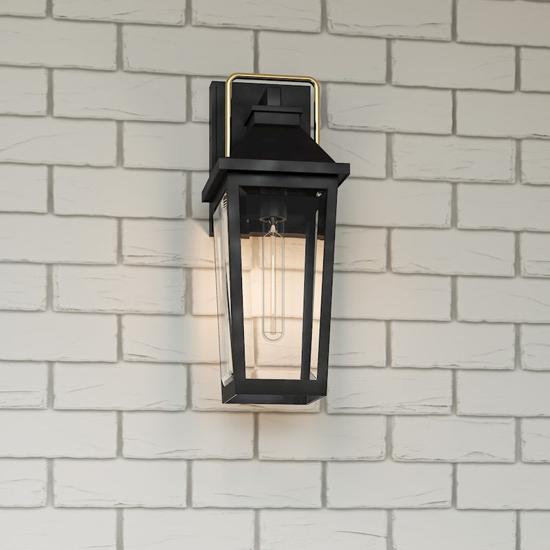 Quoizel Buckley 1 Light Outdoor Lantern, Black/Clear Beveled
