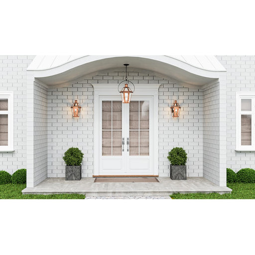 Quoizel Burdett Outdoor Lantern, Aged Copper/Clear Tempered